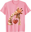 New Mom Giraffe Tees for Women Baby and Giraffe Mom Shirt New Mom Heart Cute Giraffe T-Shirt - Pink