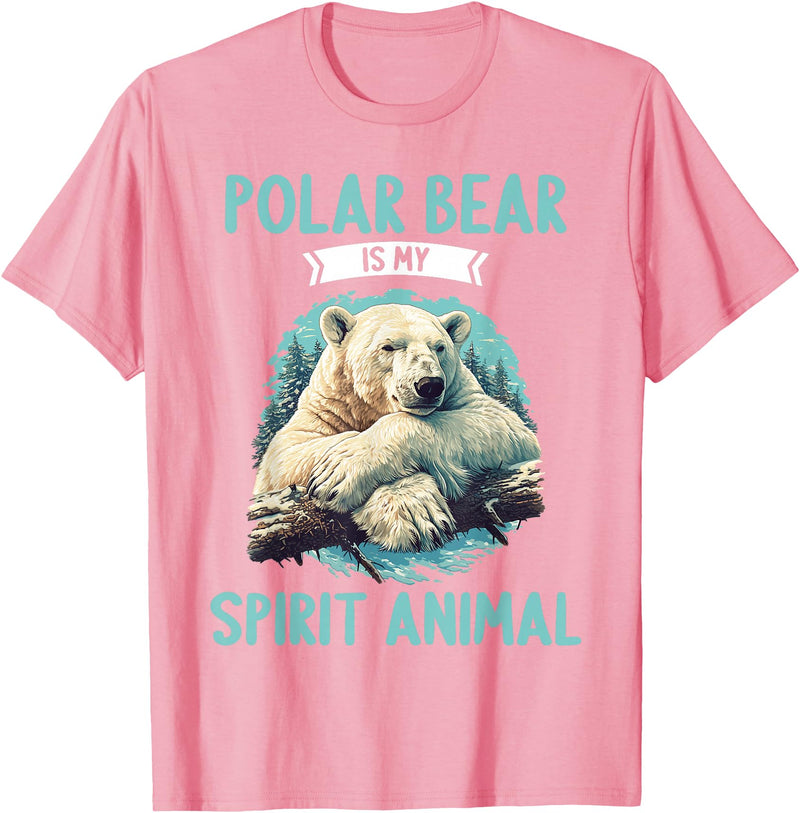 Polar Bears Polar Bear Lovers Shop Polar Bears Polar Bear is my spirit animal T-Shirt - Pink