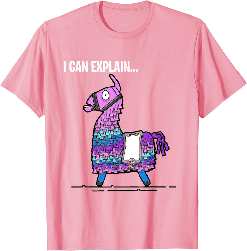 Funny gaming T-Shirts Loot Llama I Can Explain Gaming T-Shirt T-Shirt - Pink