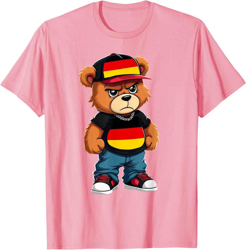 German Teddy Bear Breakdance Rapper German Flag Teddy Bear Germany Hip Hop T-Shirt - Pink