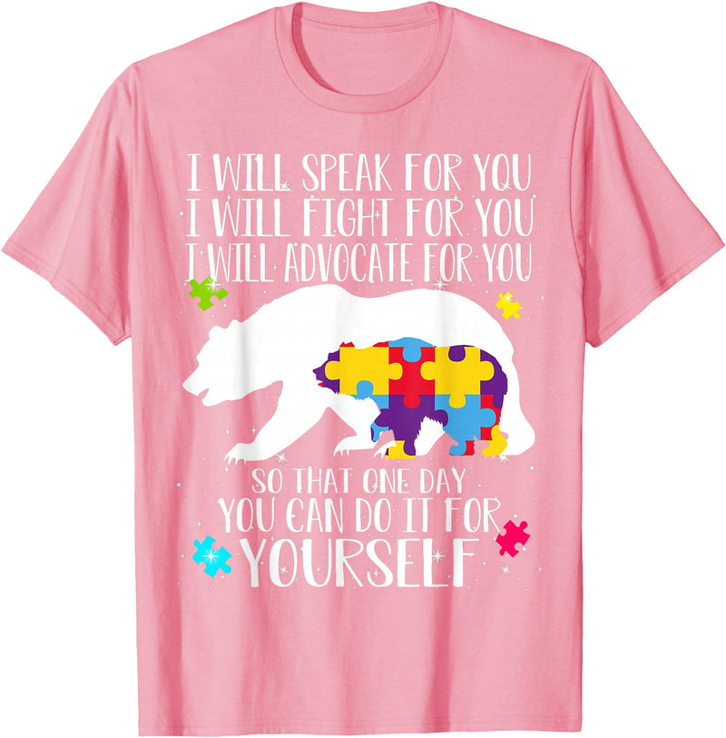 Mama Papa Bear Shirt Autism Awareness Shirt For Women Men T-Shirt - Pink