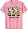 Happy Easter Camo Bunny Rabbit Coquette Bow Hunting Lover T-Shirt in Pink