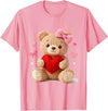 Cute Crochet Valentine Love Art Studio Be My Valentine Cute Crochet Yarn Teddy Bear Love T-Shirt - Pink
