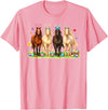 Easter Day Bunny Rabbit Horse Lover Equestrian Horse Riding T-Shirt in Pink