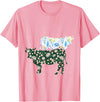 Vintage Animals Designs Vintage Cow T-Shirt - Pink