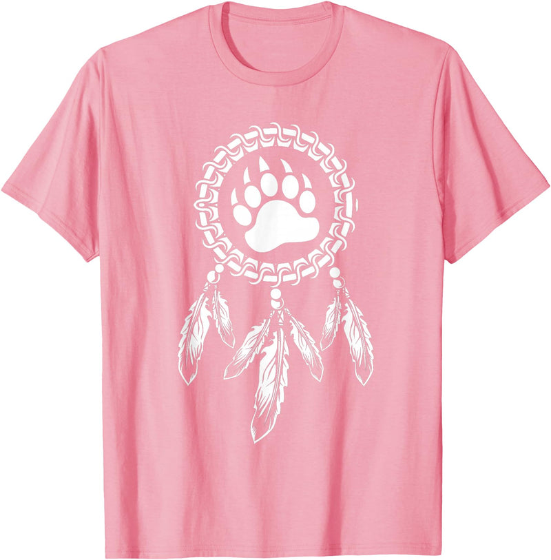 Indigenous Native American For Men Traditional Dreamcatcher Women Bear Native American T-Shirt - Pink