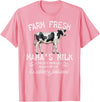 New Mommy Breastfeeding HumorDesigns for Women Funny Breastfeeding Mama's Milk Cow Farm Lacatation New Mom T-Shirt - Pink
