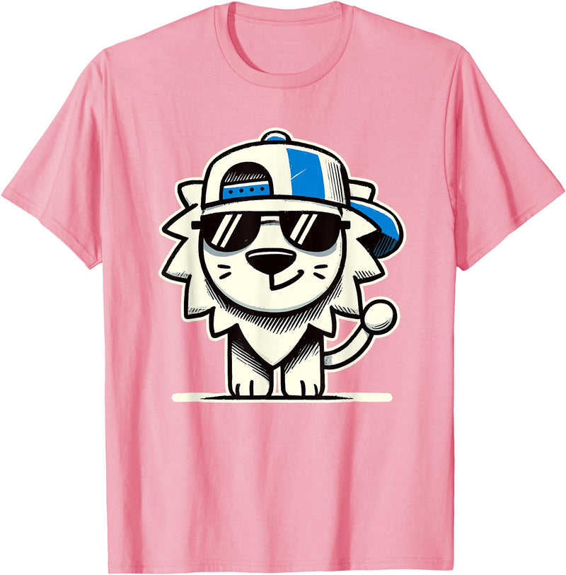 Nerrrdy Lion Hipster Men Women Kids Boys Girls Funny Lion T-Shirt - Pink