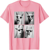 Funny Animal Photography Clothing Co. Funny Llamas with Sunglasses Cool Llama Animals Photo Booth T-Shirt - Pink