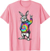 Cute Easter Bunny Rock Rabbit Sunglasses Happy Easter T-Shirt in Pink