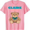 TheNiftyStitches CLAIRE Bear T-Shirt - Women's Black Cartoon Bear T-Shirt - Small - Short Sleeve - Classic Fit - All Seasons - Pink