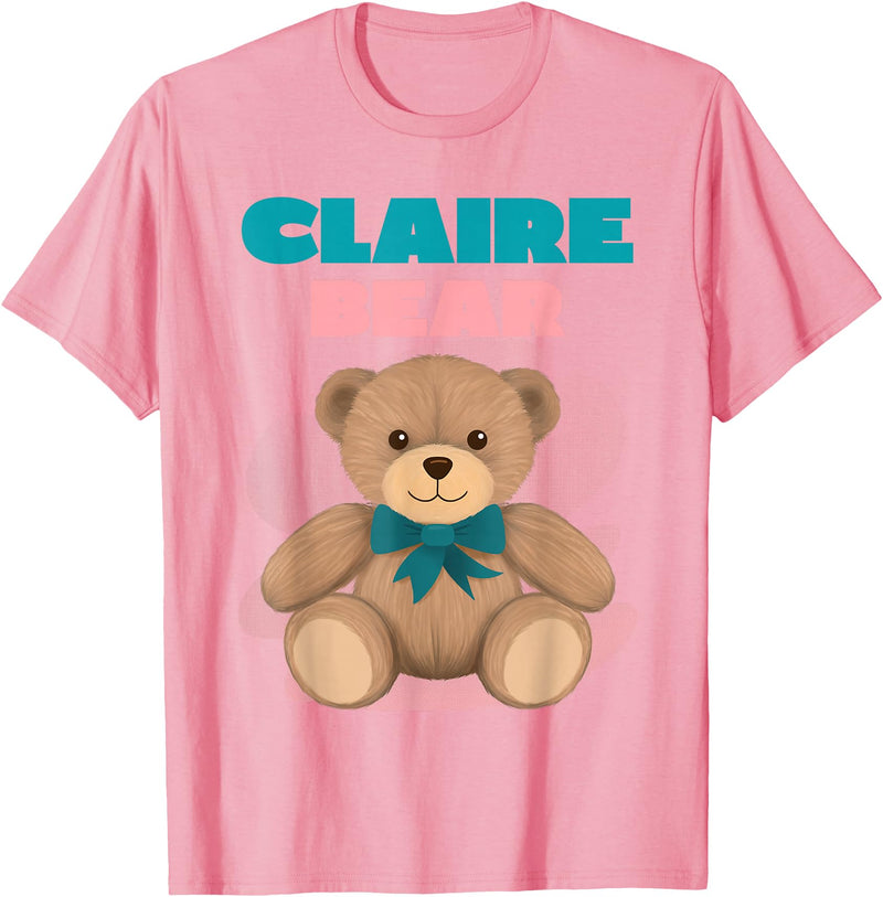 TheNiftyStitches CLAIRE Bear T-Shirt - Women's Black Cartoon Bear T-Shirt - Small - Short Sleeve - Classic Fit - All Seasons - Pink