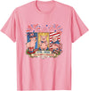 Farmer 4th Of July Costume 1776-2026 Proud 250th Freedom 4th July Three Cute Pigs T-Shirt - Pink