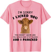 Cow Cute I'm Sorry I Lickedq Tees And Co Cow Cute I'm Sorry I Licked You And I Panicked Funny Farmer T-Shirt - Pink