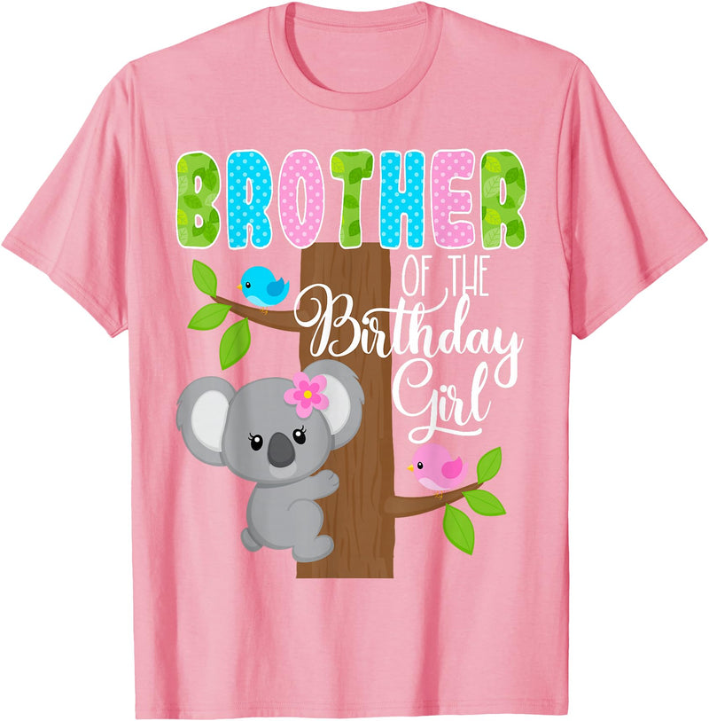 Koala Birthday Party Supplies Koala Bear Birthday Brother Of The Birthday Girl Koalas Bday T-Shirt - Pink