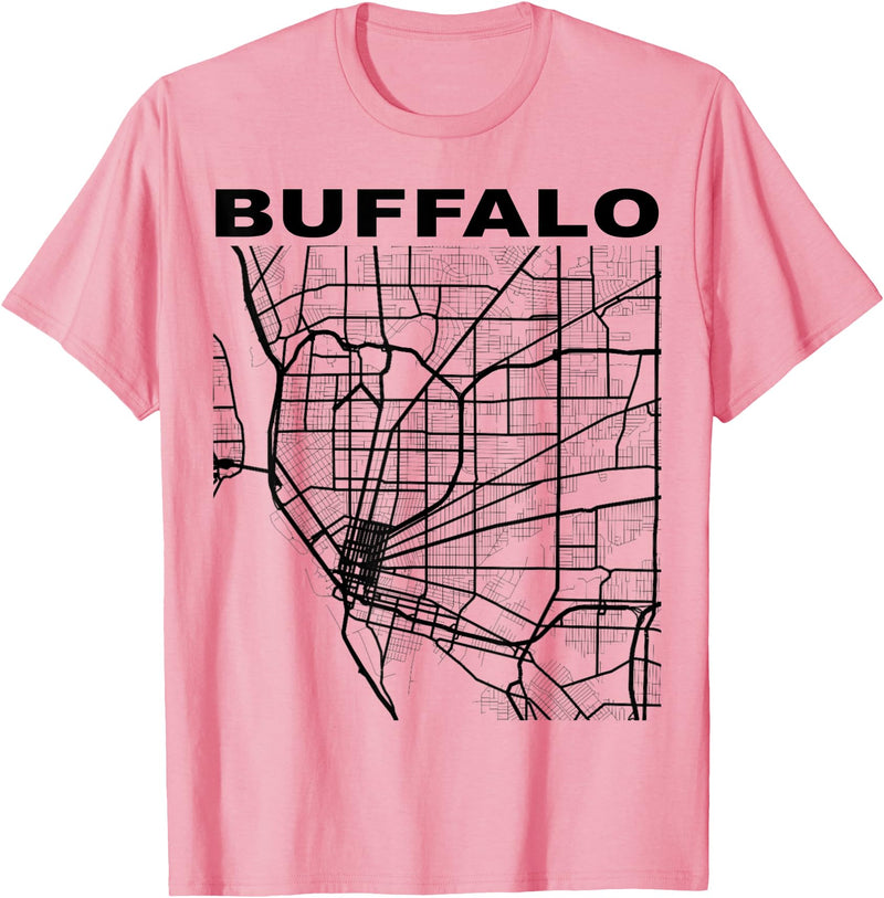 International City Mapz Co. Buffalo City Street Map New York Souvenir T-Shirt - Pink