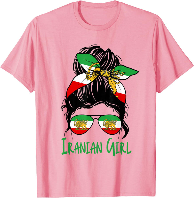Iran For Women Iranian For Girl Flag Lion Persian T-Shirt - Pink