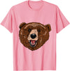Bear Head Gift idea for Bear Lover Smile friendly brown Bear Head for Bears Lovers T-Shirt - Pink