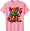 Magical and Funny Pig Gifts Tie-Dye Pig Peace Sign Hippo T-Shirt - Pink