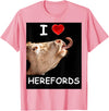 WhiteHorseDepot I Love Herefords with Cow Tongue T-Shirt - Pink
