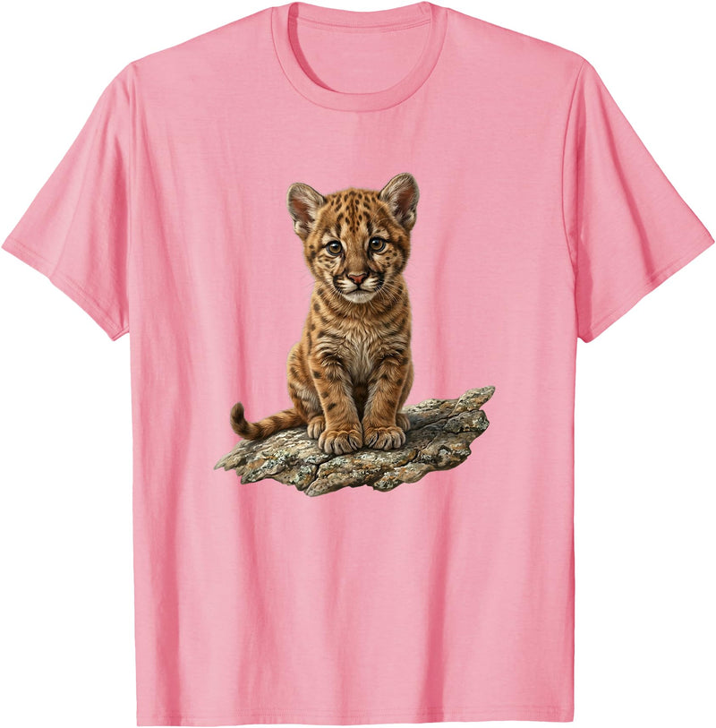 Cute Cougar & Mountain Lion Apparel Cute Mountain Lion Cub Cougar T-Shirt - Pink