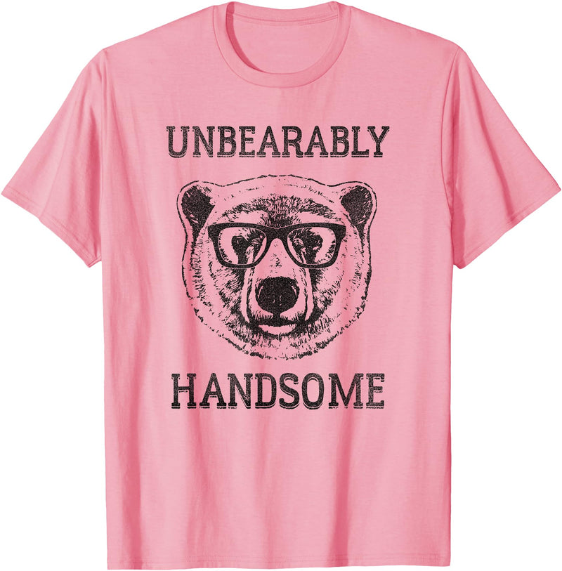 Trendy Apparel Trendy Unbearably Handsome Stunning Bear Face T-Shirt - Pink