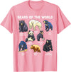 GoshWow Bears of The World Kawaii Types of Bears Wildlife Zoo Bear T-Shirt - Pink