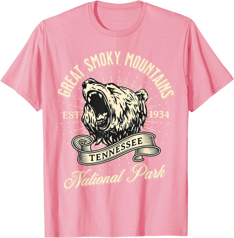 Great Smoky Mountains National Park Tennessee USA Great Smoky Mountains National Park Tennessee Bear Hike T-Shirt - Pink