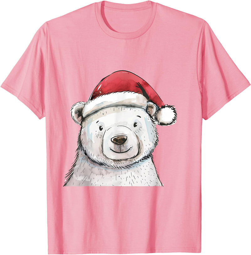 Merry Christmas Gifts For The Whole Family Christmas Holiday Season Xmas Polar Bear T-Shirt - Pink