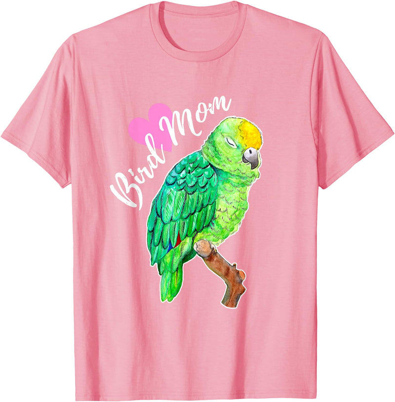 Parrot and Pet Bird Owners Amazon Parrot Lover Bird Mom Watercolor T-Shirt - Pink