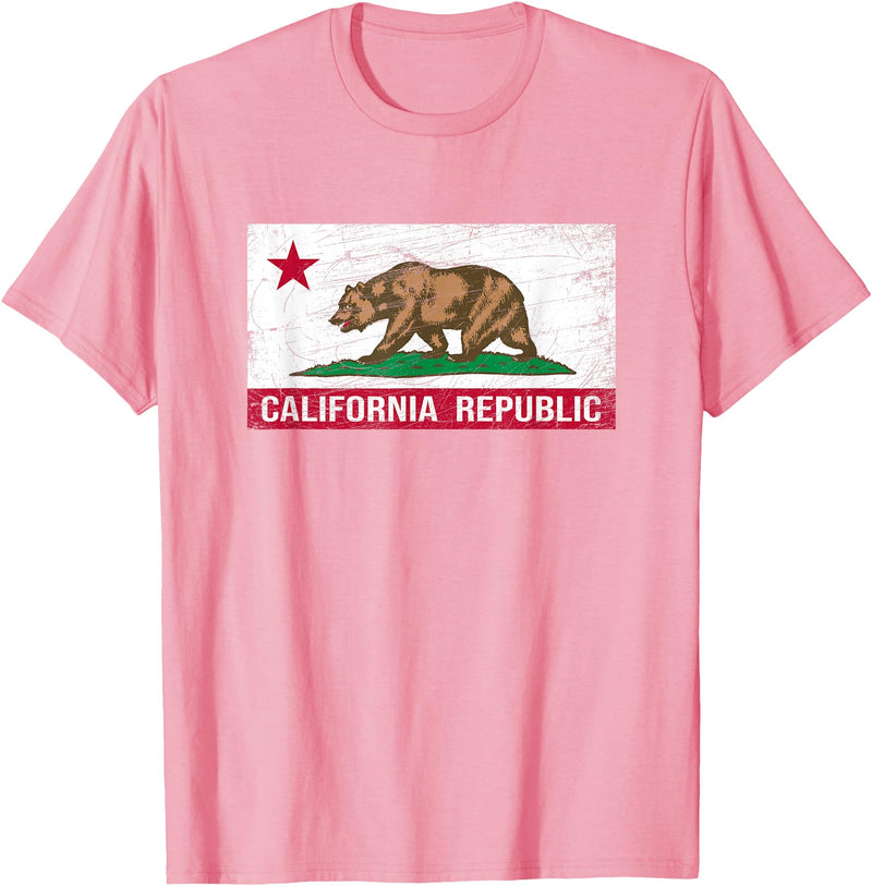 Graphic Club Inc. California Republic Flag - CA - Distressed Design - Classic T-Shirt - Pink