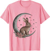 Vintage Bunny on the Moon Cute Goth Easter Rabbit T-Shirt in Pink
