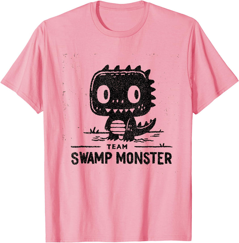 Horror Cool Kids and Adults Swamp Monster Team Halloween T-Shirt - Pink