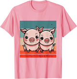 Cute Sibling Baby Little Pink Pig Sister Animal Pig Lovers T-Shirt - Pink