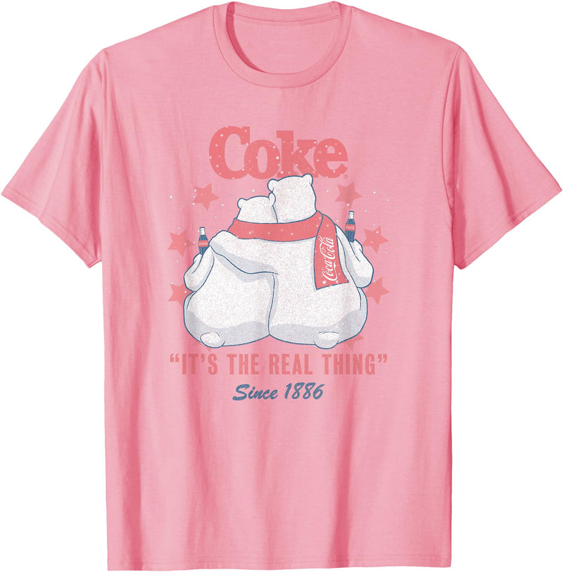 Coca-Cola Fourth of July Polar Bears Real Thing T-Shirt - Pink