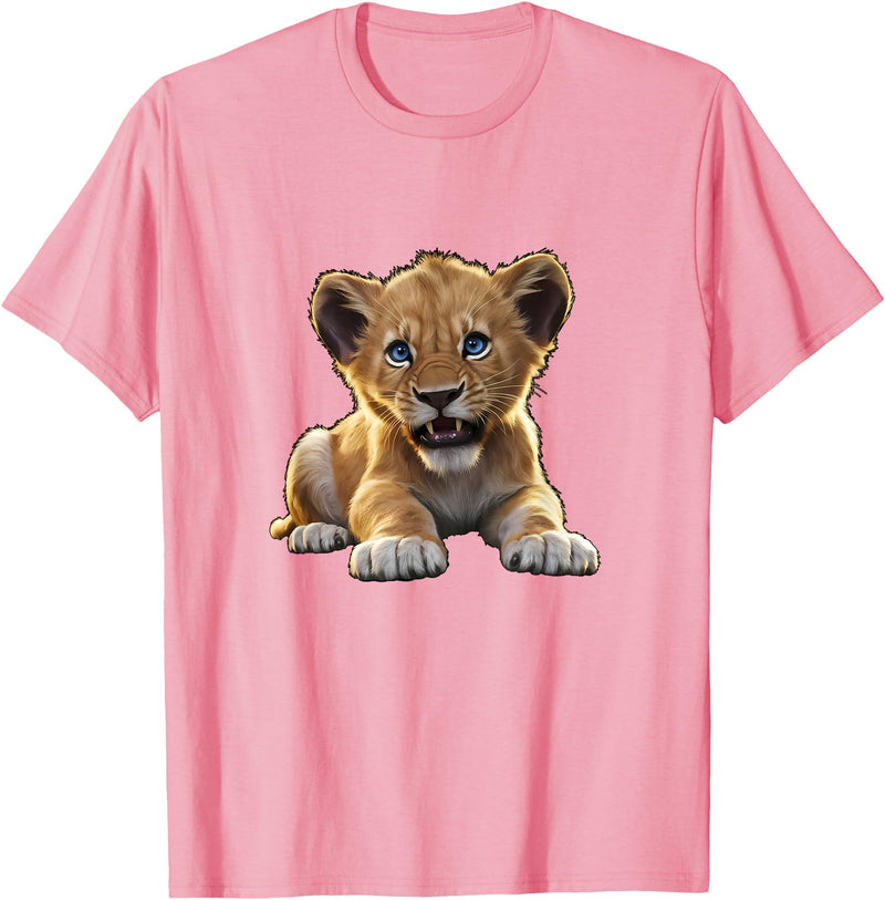 Lion Cubs Cute Lion Shirt Lions Lovers Gifts Lion Cub Angry Lion Lovers Lion Shirt Boys Girls Male Lions T-Shirt - Pink
