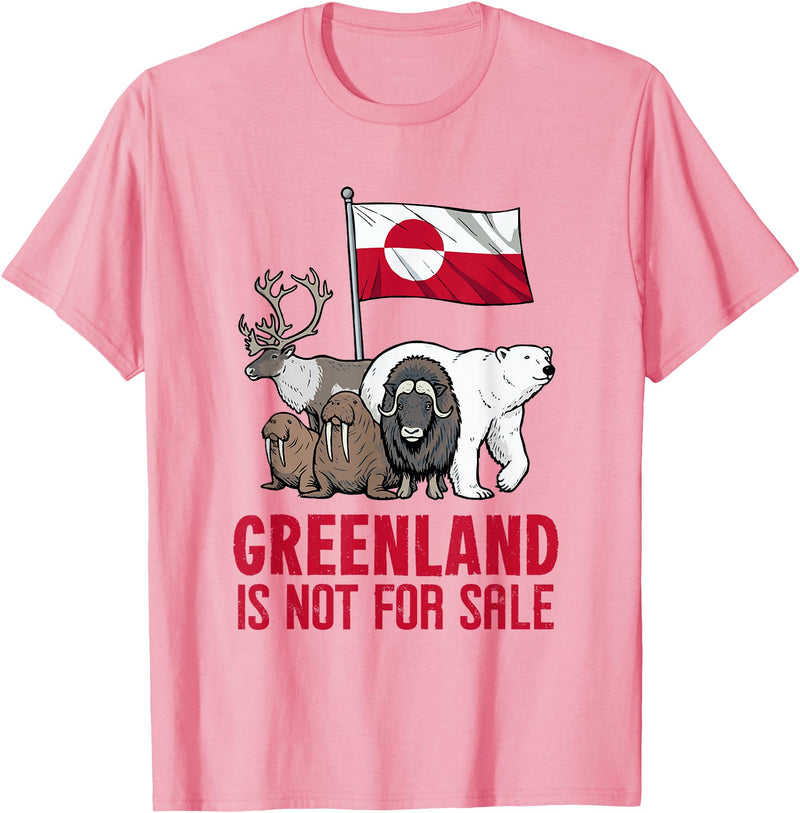 Greenland Tee for Men And Women Greenland Not for Sale Greenland Flag Animals Greenlanders T-Shirt - Pink