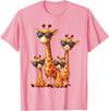 Zoo Family Funny Giraffe Animal Gifts Giraffe Family Sunglasses Safari Zoo Animal Lover Giraffes T-Shirt - Pink