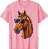 Cowboy Cowgirl Sunglasses Equestrian Rider Girl Horse Sunglasses Horse Riding T-Shirt - Pink