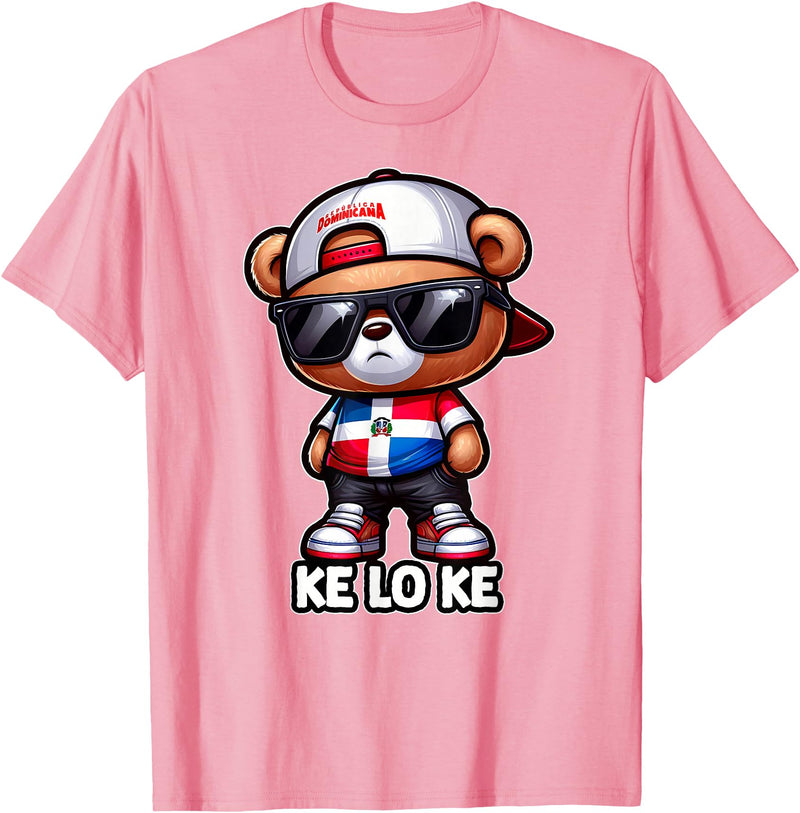 KLK Teddy bear que lo que Dominican flag shirt DIMELO KE LO KE Dominican Republic Flag Republica Dominicana T-Shirt - Pink