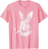 Smoking Rabbit Cigarette Bunny Funny Meme Stupid Brainrot T-Shirt in Pink