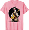 Music Lovers Alpaca Llama playing Guitar Llama playing Electric Guitar, Llama Guitarist T-Shirt - Pink