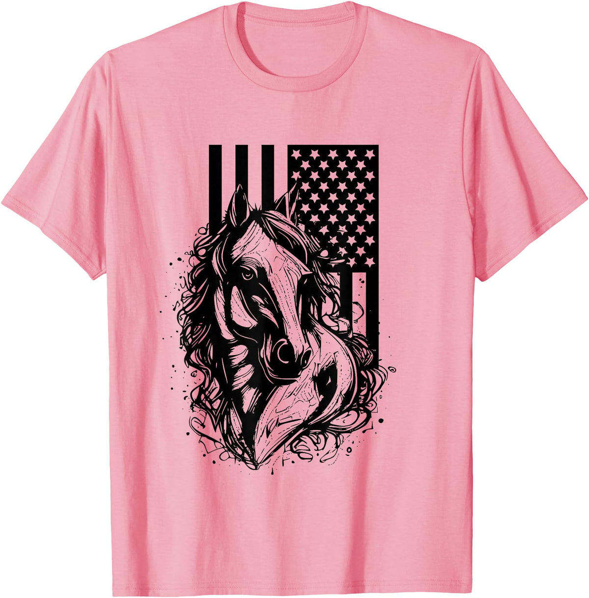 BASBO American Flag Horseback Riding Apparel - Horse T-Shirt - Pink