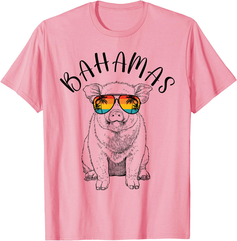 Funny Swimming Pigs It's Better in the Bahamas Bahamas Pig Bahamas Souvenir Family Vacation Trip T-Shirt - Pink