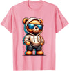 Rappers Aesthetic Urban Teddy Bear Graphic Hip Hop Teddy Bear Graphic Bears Cool Hip Hop Streetwear Colorful T-Shirt - Pink