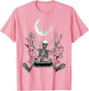 Skeleton Love Halloween Moon Skeleton Rock On Hand Spooky Halloween Rock Concerts T-Shirt - Pink