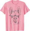 Funny Llama Alpaca Animal Lover Gifts Clothing Llama Alpaca Line Art T-Shirt - Pink