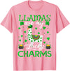 Llama St. Patrick's Day Gifts Llamas Are My Lucky Charms St. Patrick's Day T-Shirt - Pink
