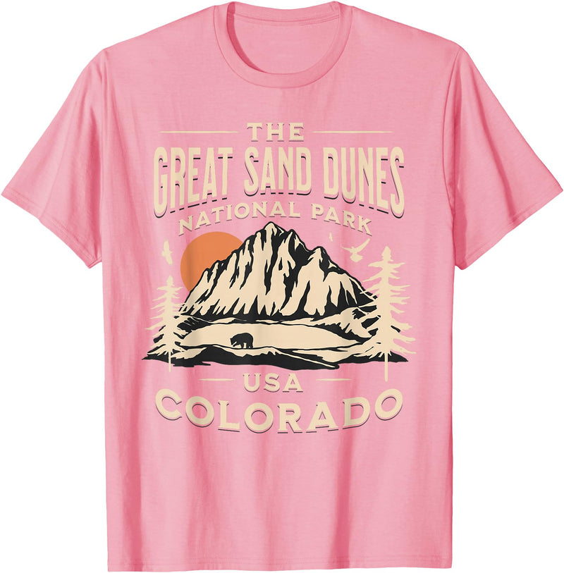 Great Sand Dunes National Park Colorado USA Retro Great Sand Dunes National Park Colorado Hike Outdoors Retro T-Shirt - Pink