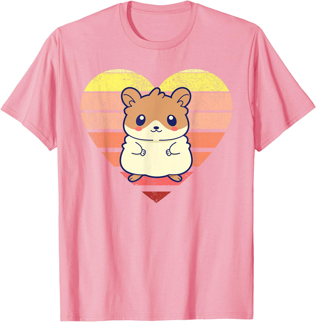 Cute Hamster Design Retro Heart Shape Vintage T-Shirt - Pink